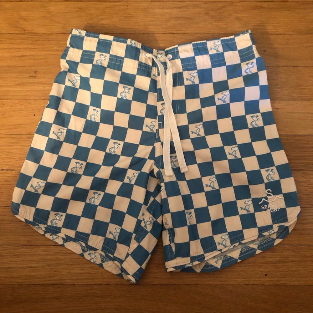 Seaesta Snoopy Skateboard Trunks. Tagged size 9, run SMALL.